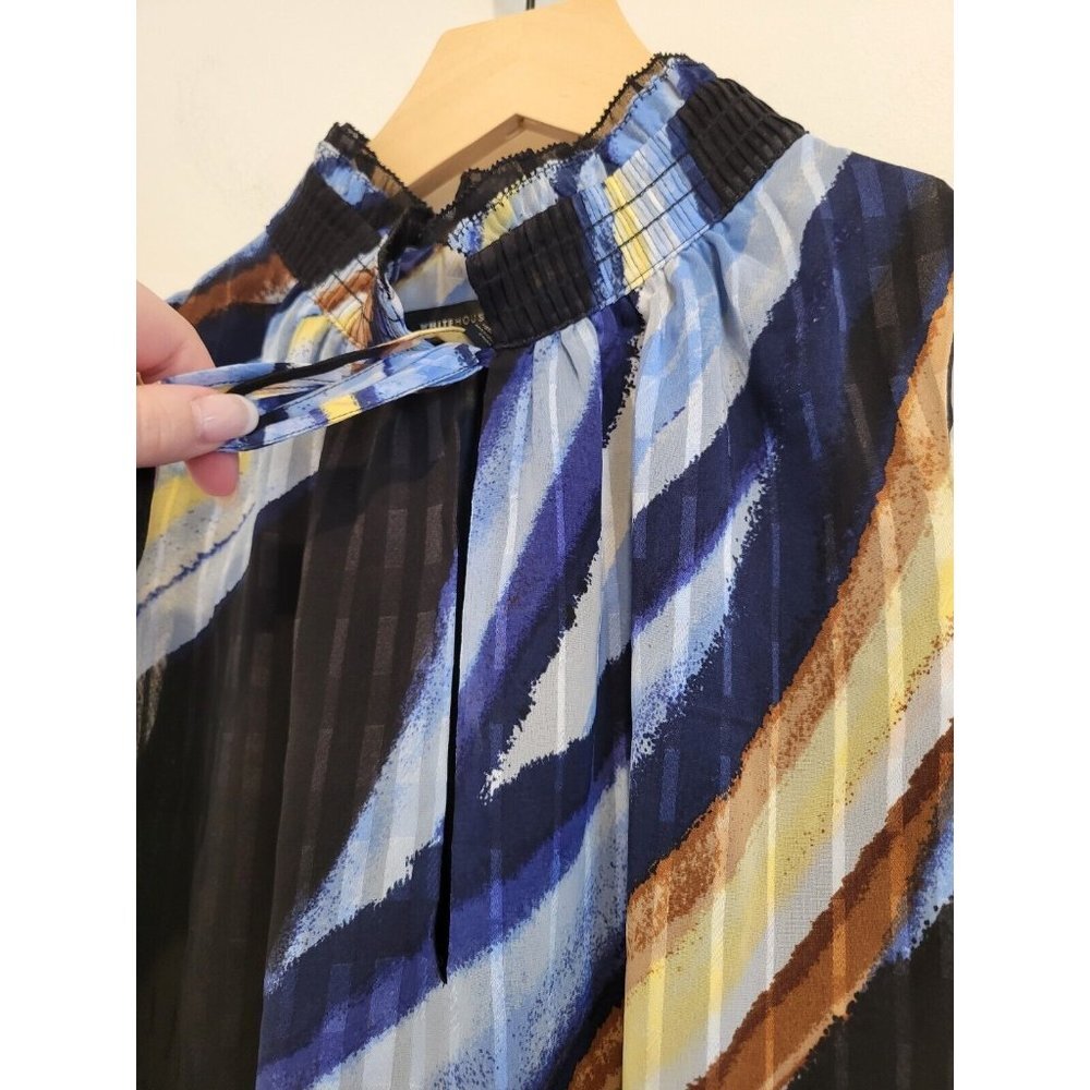 WHBM Multicolored Mock Neck Tank Top Blouse Sleeveless Black Large Relaxed Flowy - Picture 5 of 8